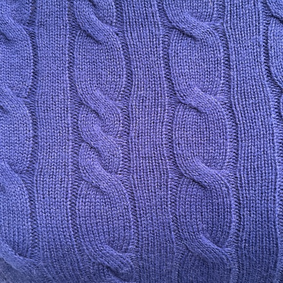 Talbots Women's Purple Cable Knit Sweater Lambswool Blend Crewneck Size M - Picture 3 of 3